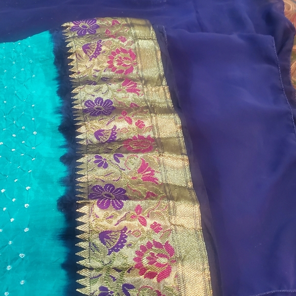 Bandhani Saree / Sari )- Kanchipurum Style-Brand New - Picture 4 of 8